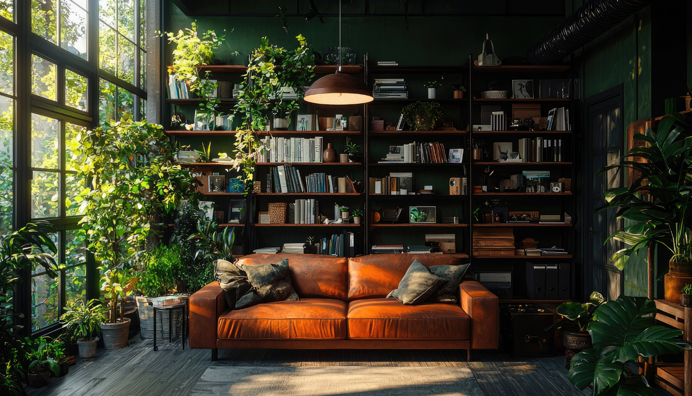 Biophilic houseplants interior design.R3r3